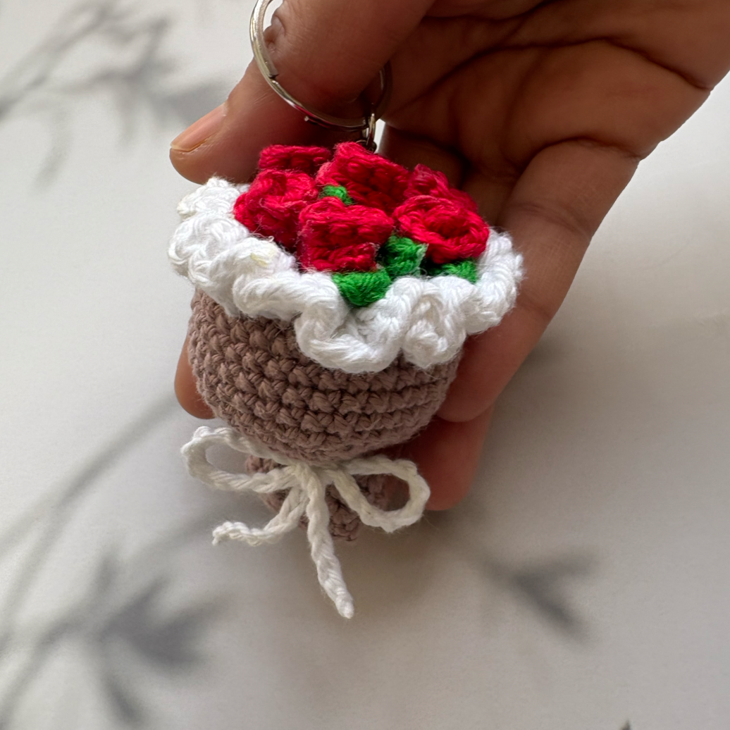 Mini Rose Bouquet Keychain (Red)