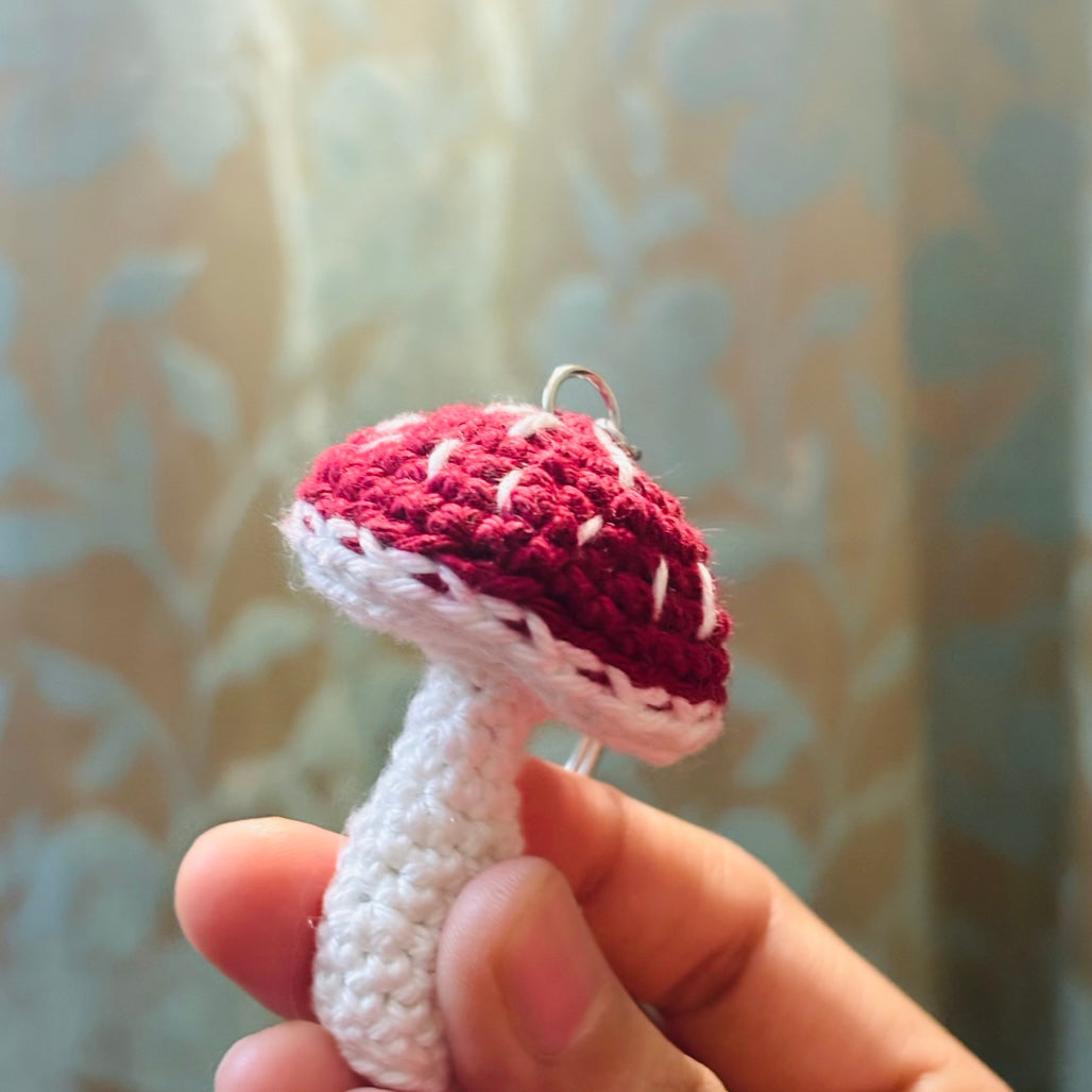 Crochet Mushroom Keychain