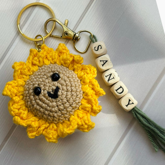 Customised Smiley Sunflower Keychain