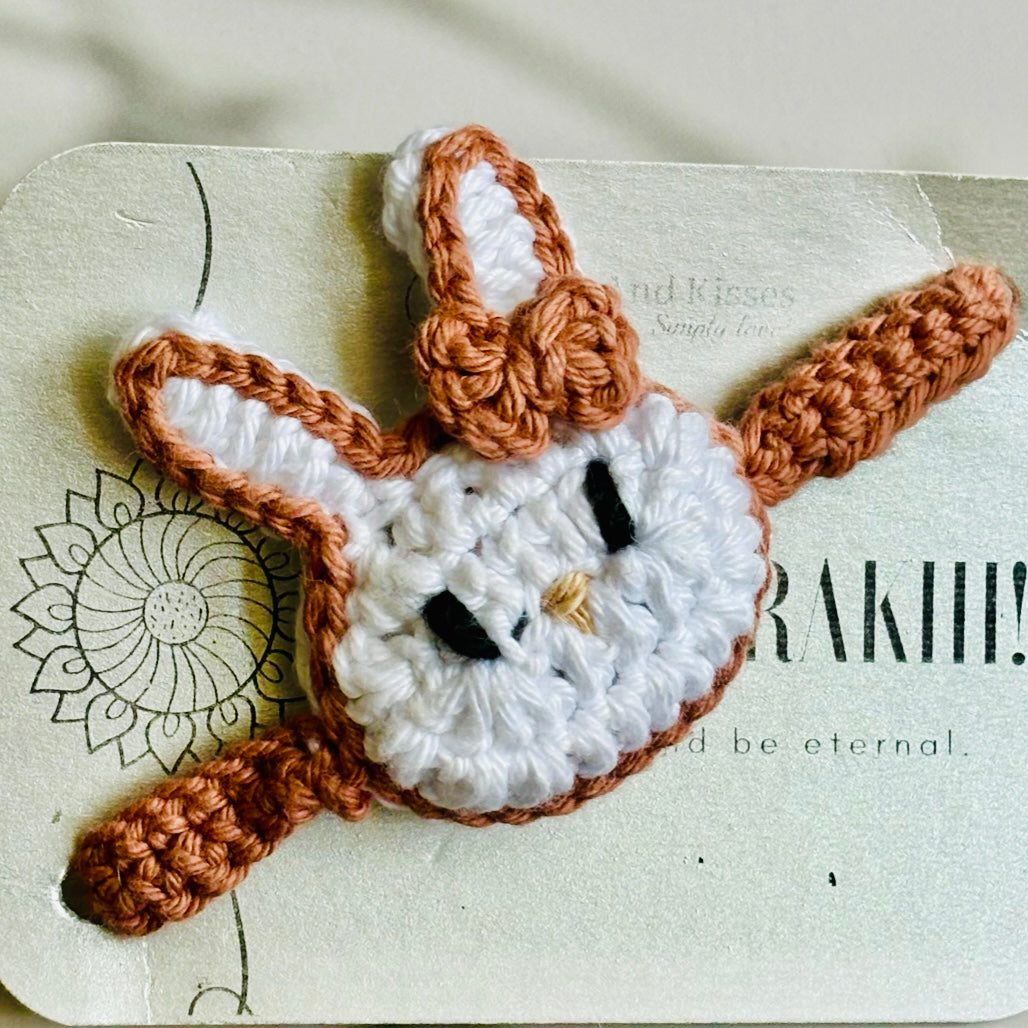 Adorable Bunny with Bow – Handmade Crochet Rakhi for Kids