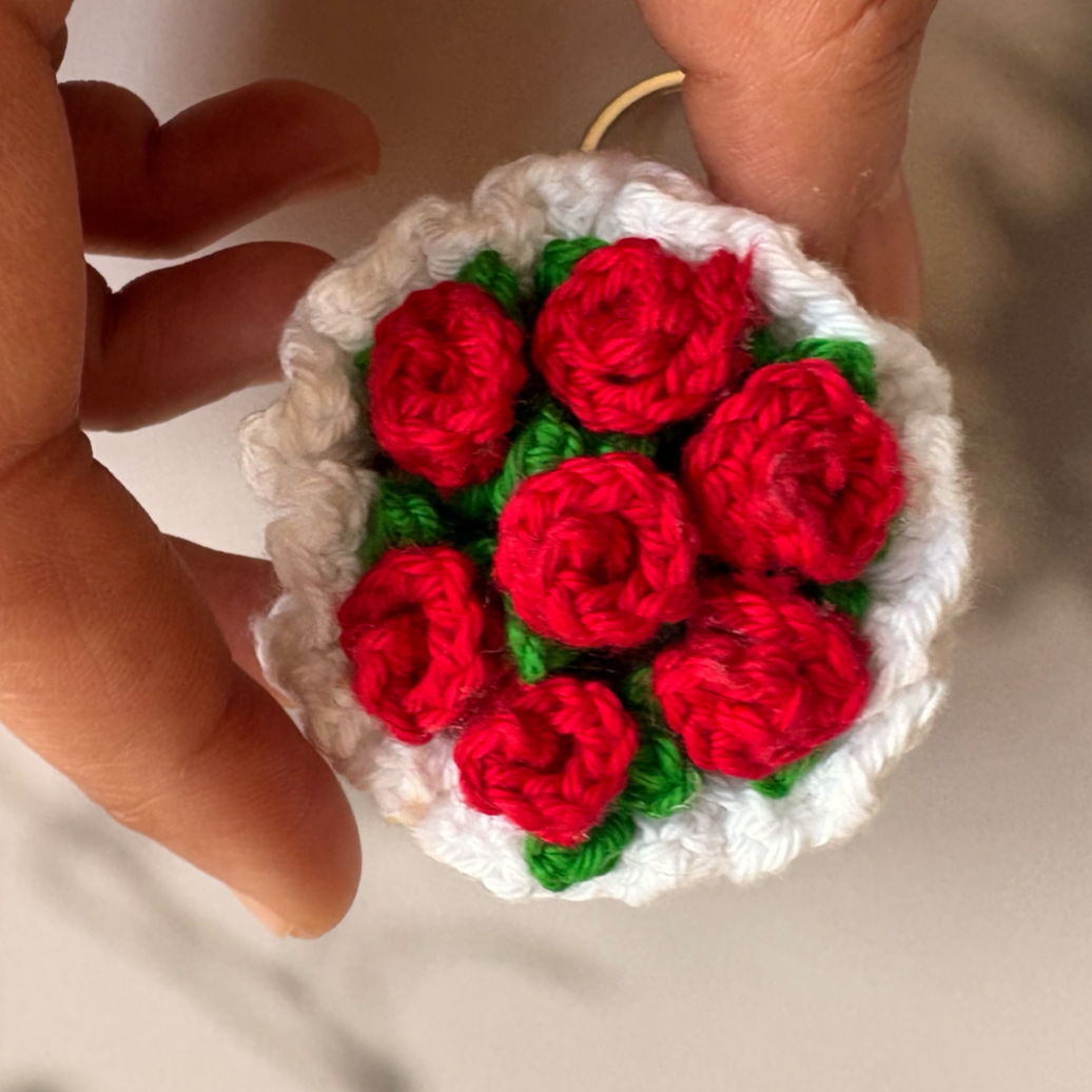 Mini Rose Bouquet Keychain (Red)