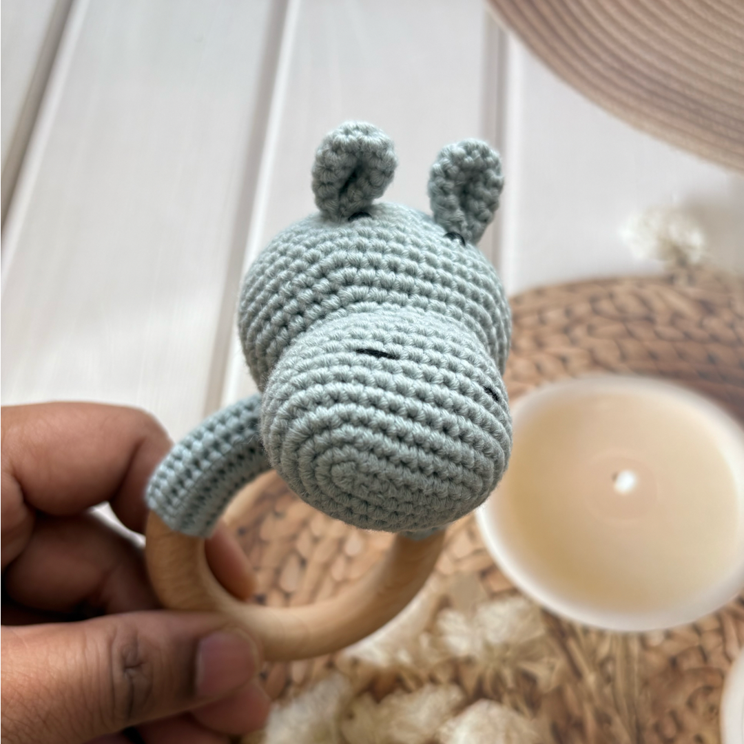 Handmade Hippo Crochet Teether