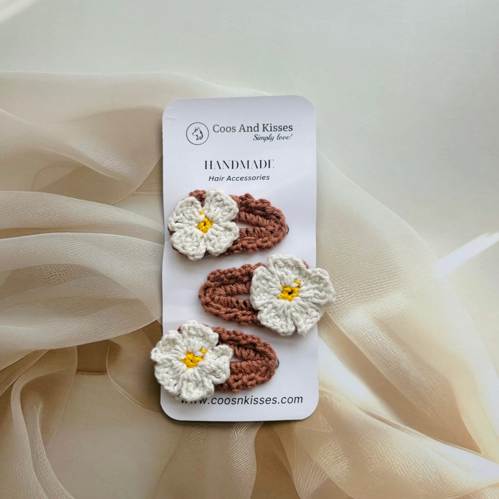 Handmade Crochet Hair Clips (Set of 3)