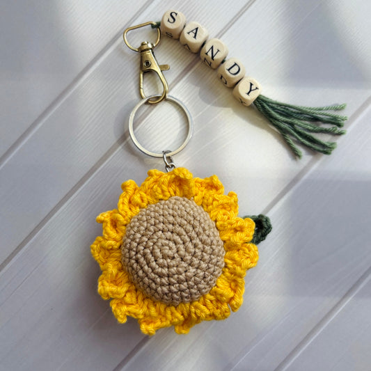 Customised Crochet Sunflower Keychain