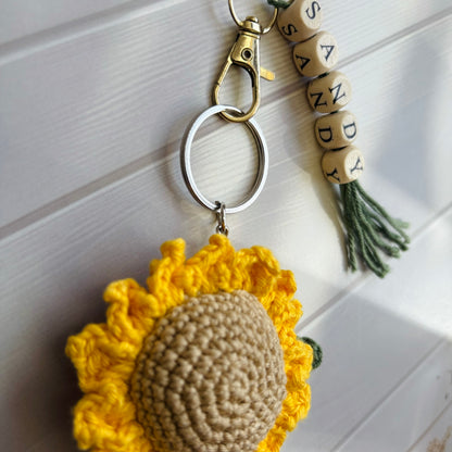 Customised Crochet Sunflower Keychain