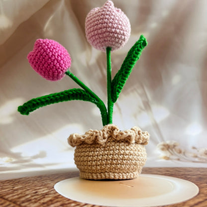 Handmade Crochet Tulips in Pot