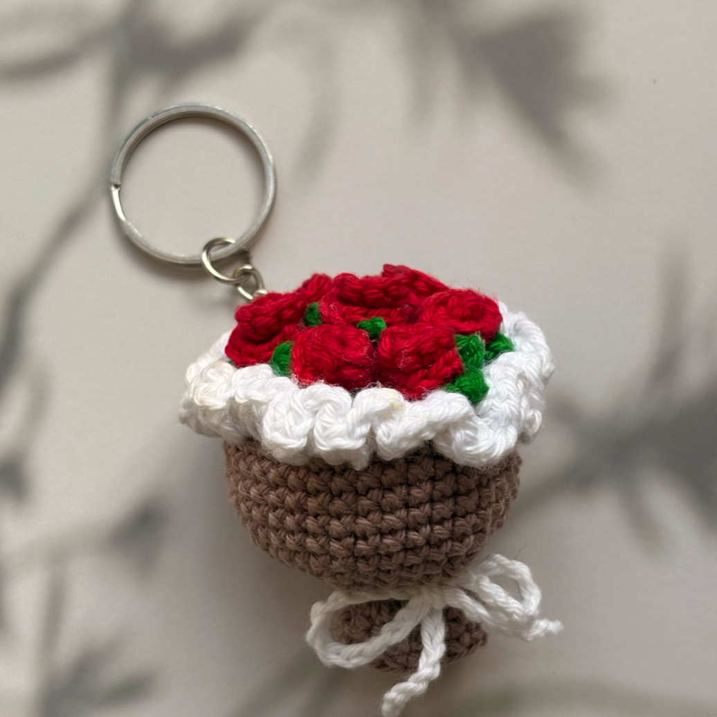 Mini Rose Bouquet Keychain (Red)
