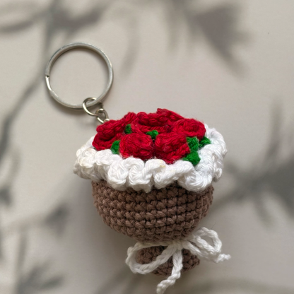 Mini Rose Bouquet Keychain (Red)
