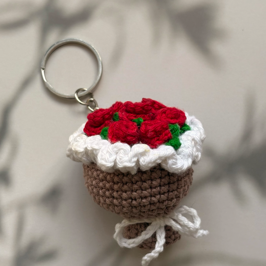 Mini Rose Bouquet Keychain (Red)