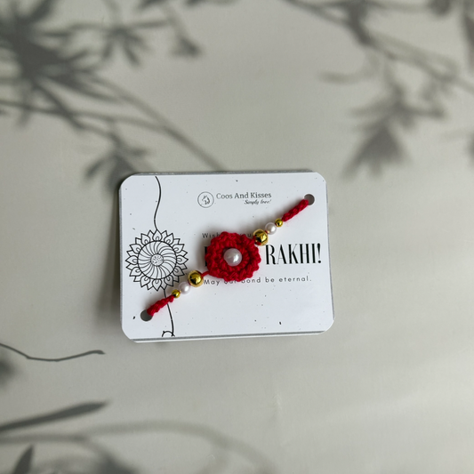 Handmade Crochet Rakhi – Red