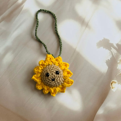 Handmade Shoulder Handbag with sunflower bag charm – 11 x 5 inches