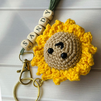 Customised Smiley Sunflower Keychain