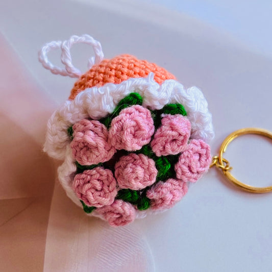 Mini Rose Bouquet Keychain (Pink)