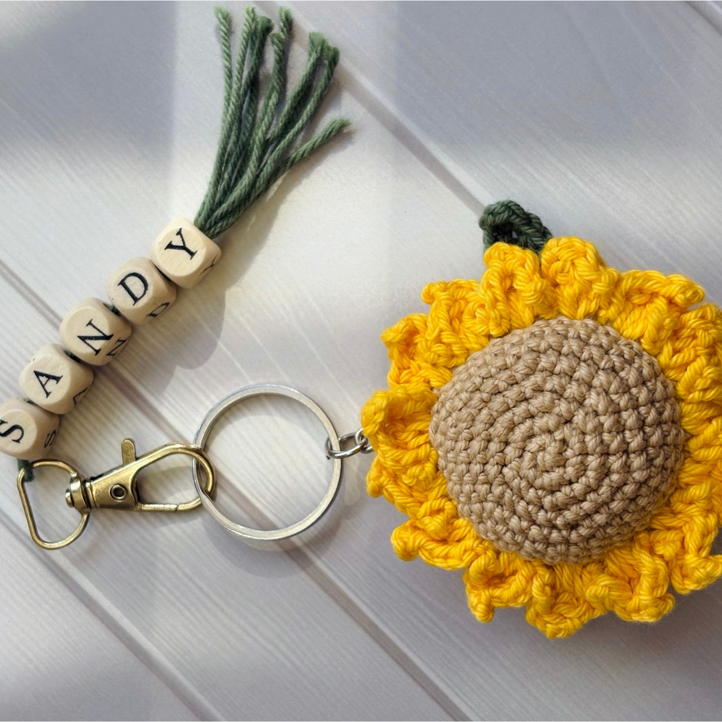 Customised Crochet Sunflower Keychain