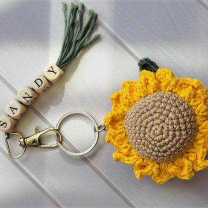 Customised Crochet Sunflower Keychain