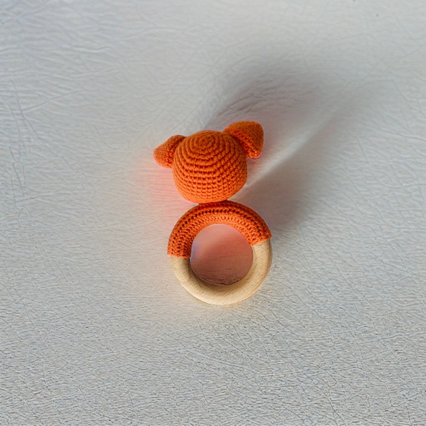 Crochet Fox Rattle Wooden Teether